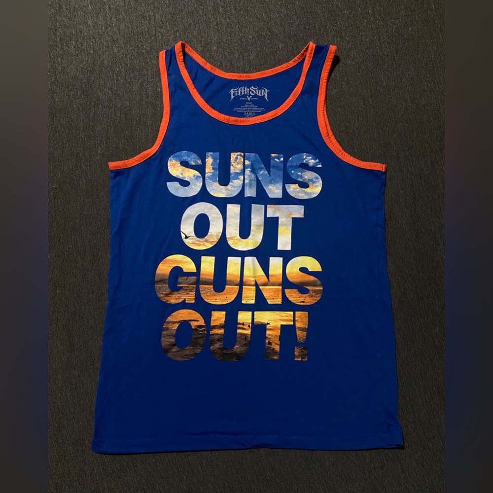 Fifth Sun suns out guns out tank top